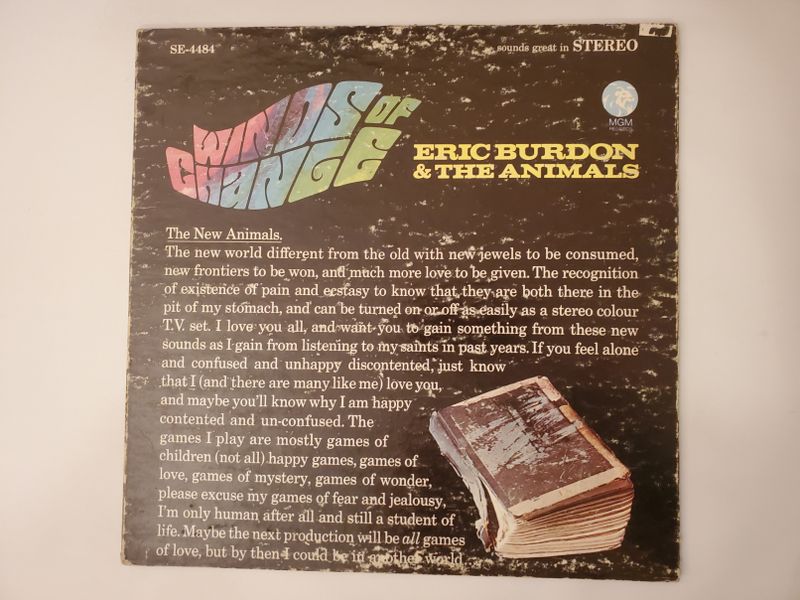 Eric Burdon & The Animals Winds of Change vinyl record